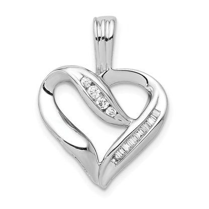 14K Weißgold Herz-Anhänger mit 0,125 ct. echtem Diamant
