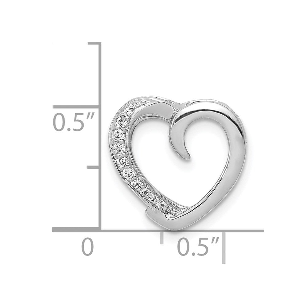 14K Weißgold 1/20ct. Echt Diamant Herz Kette Anhänger
