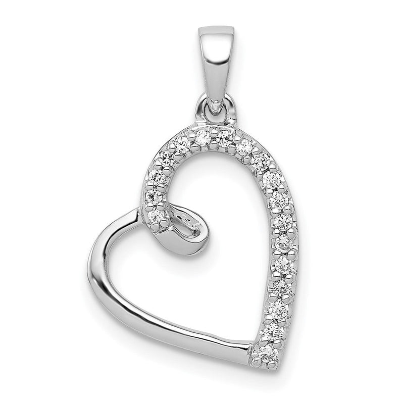 14K Weißgold Herzanhänger mit echtem Diamant