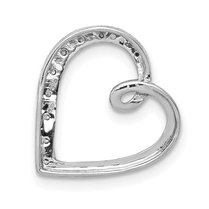 14K Weißgold 1/20ct. Echt Diamant Herz Kette Anhänger