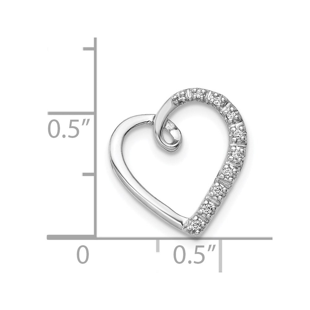 14K Weißgold 1/20ct. Echt Diamant Herz Kette Anhänger