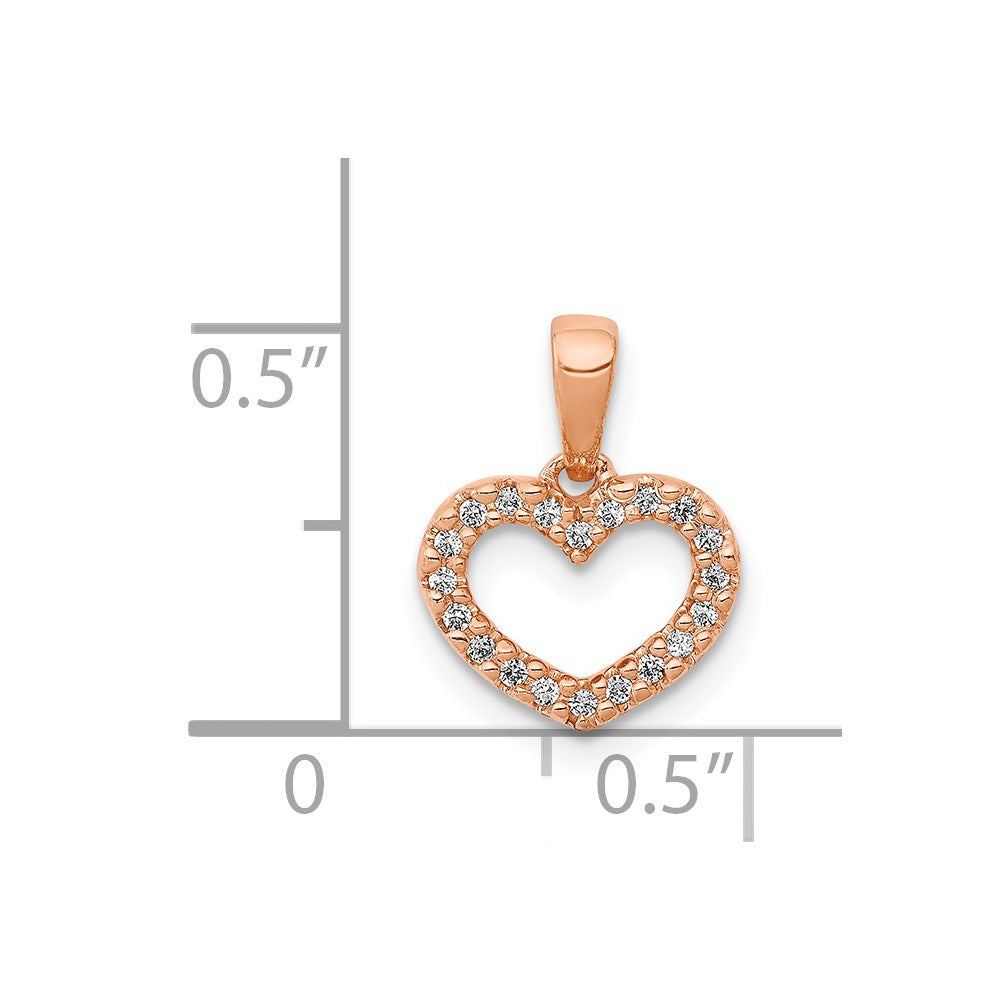 14 Karat Roségold Anhänger mit 0,03 ct. echtem Diamant in Herzform