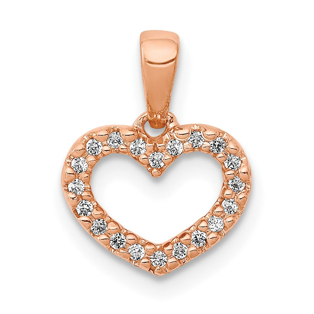 14 Karat Roségold Anhänger mit 0,03 ct. echtem Diamant in Herzform