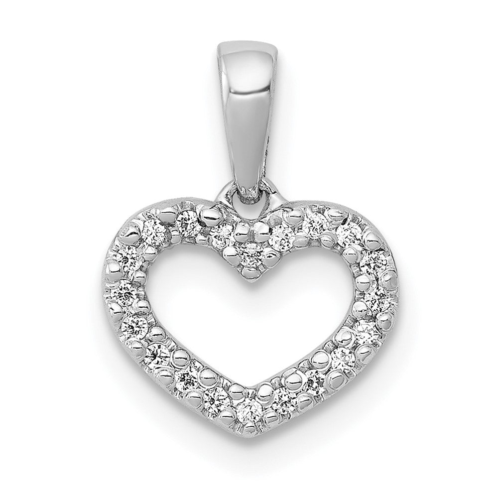 14K Weißgold Herz-Anhänger mit 0,03 ct. echtem Diamant