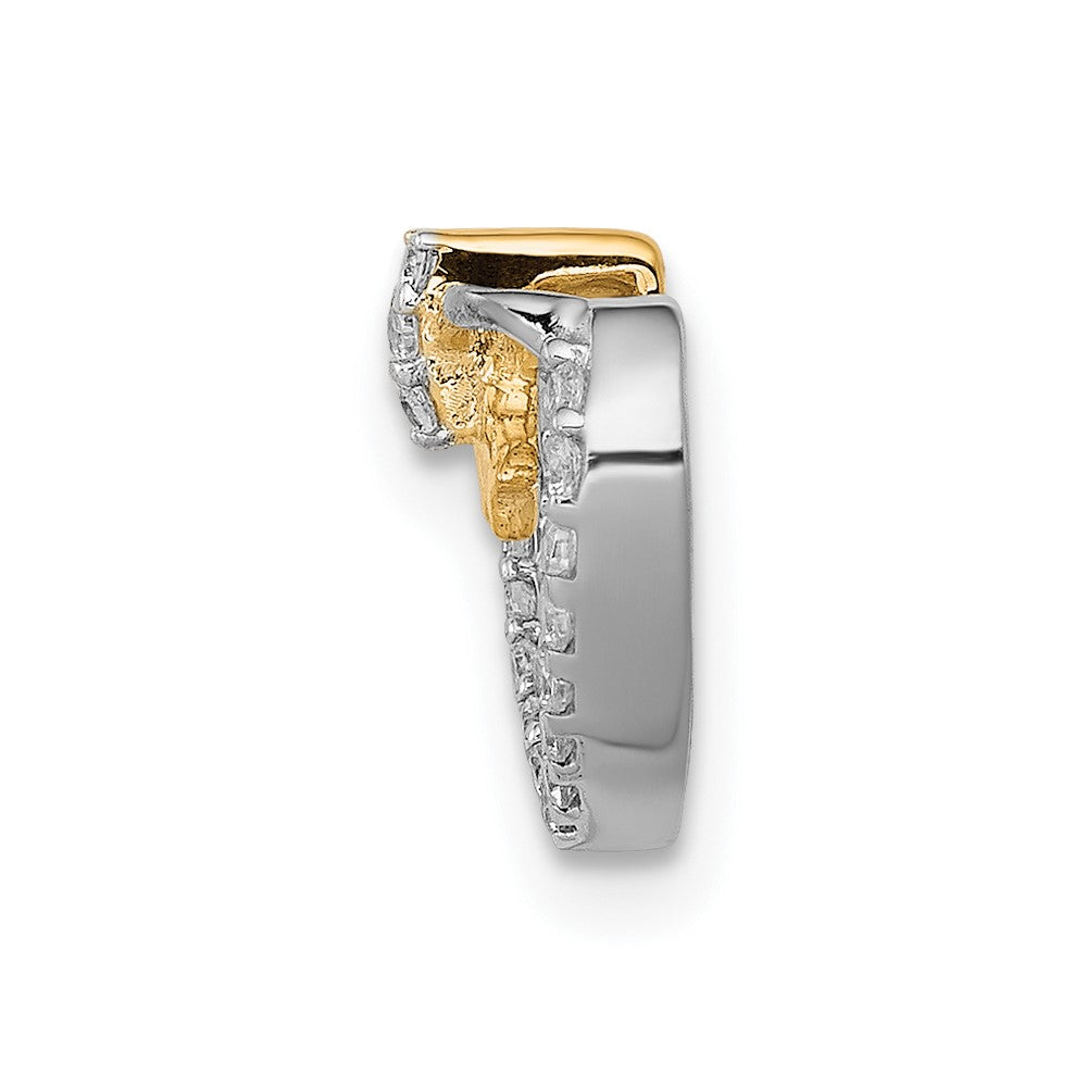 14K Weißgold mit Gelb Rhod Poliert 1/10ct. Echt Diamant Herz mit Schleife Kette Anhänger