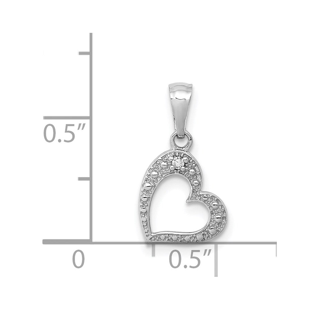 14K Weißgold Herzanhänger mit 0,01 ct. echtem Diamant