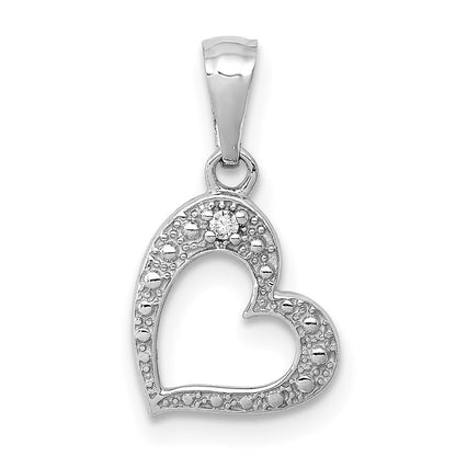 14K Weißgold Herzanhänger mit 0,01 ct. echtem Diamant