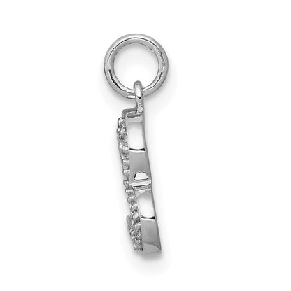 14K Weißgold Herz-Charm gebogen mit 0,05 ct. echtem Diamant