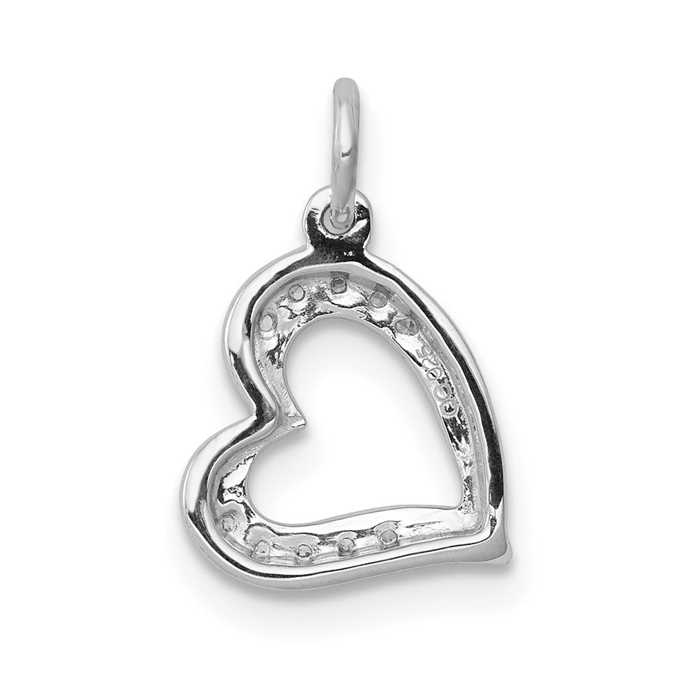 14K Weißgold Herz-Charm gebogen mit 0,05 ct. echtem Diamant