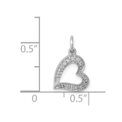 14K Weißgold Herz-Charm gebogen mit 0,05 ct. echtem Diamant