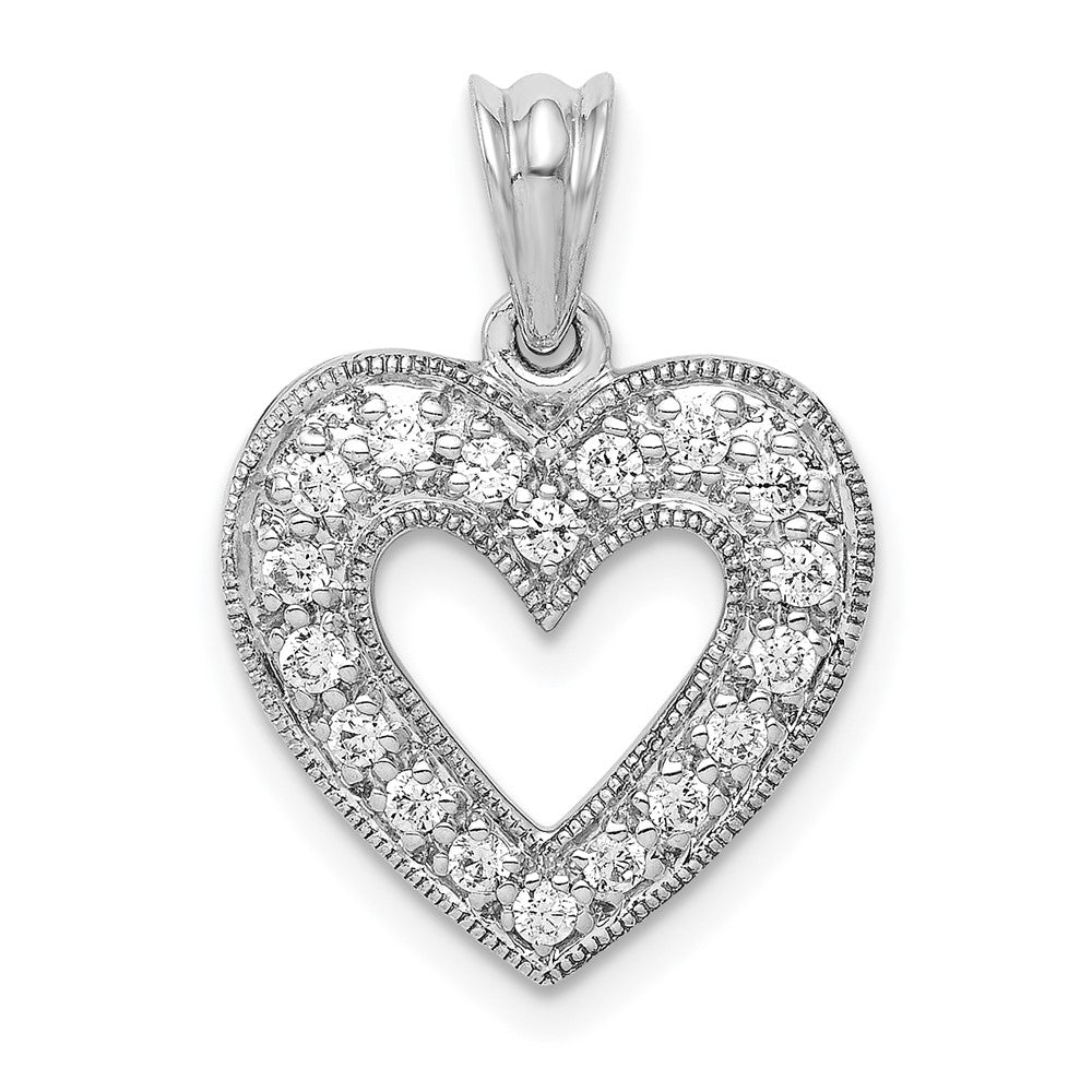 14 Karat Weißgold Herz-Anhänger mit 0,25 ct. echten Diamanten