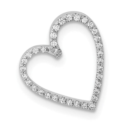 14K Weißgold 1/10ct. Echt Diamant Vintage Herz Kette Anhänger