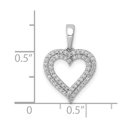 10K Weißgold 10K 1/4ct. Diamant 2-row Herz Anhänger