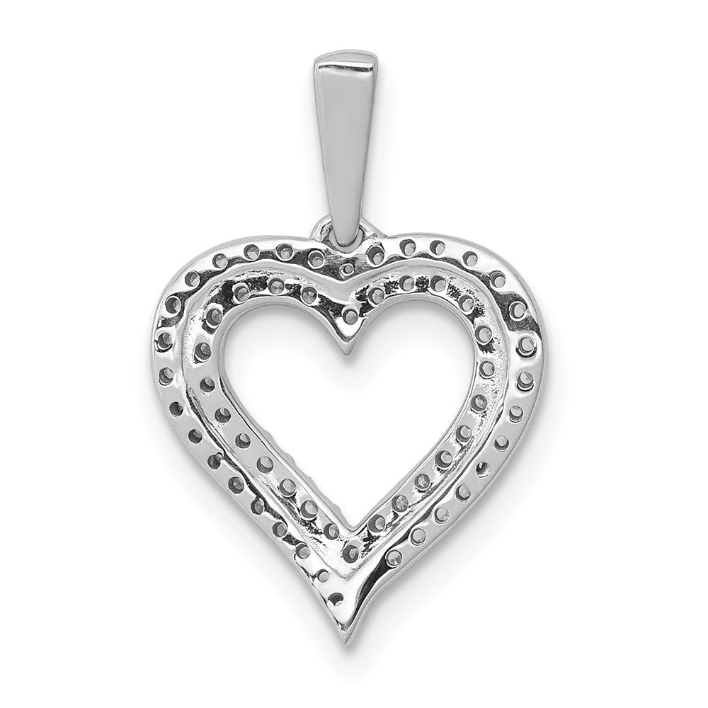 14 Karat Weißgold Anhänger mit 0,25 ct. echten Diamanten, zweireihiges Herz