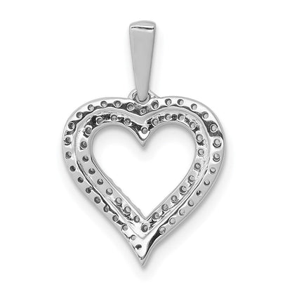 14 Karat Weißgold Anhänger mit 0,25 ct. echten Diamanten, zweireihiges Herz