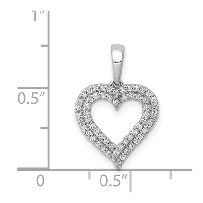 14 Karat Weißgold Anhänger mit 0,25 ct. echten Diamanten, zweireihiges Herz