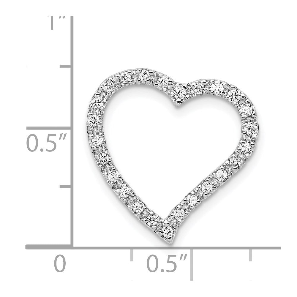 14K Weißgold 1/5ct. Echt Diamant Gebogen Herz Kette Anhänger