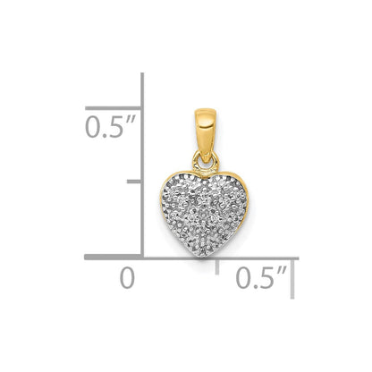 10K Gelb mit Rhodium mit Weiß Rhodium Diamant Herz Anhänger