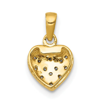 14K Gelbgold-Herzanhänger mit echtem Diamant und Weißrhodinierung