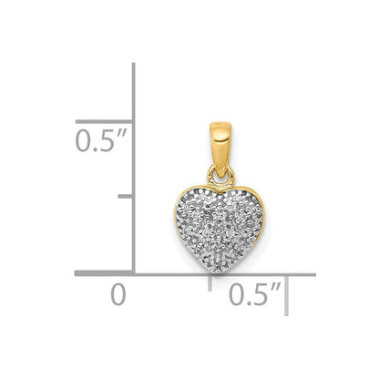 14K Gelbgold-Herzanhänger mit echtem Diamant und Weißrhodinierung