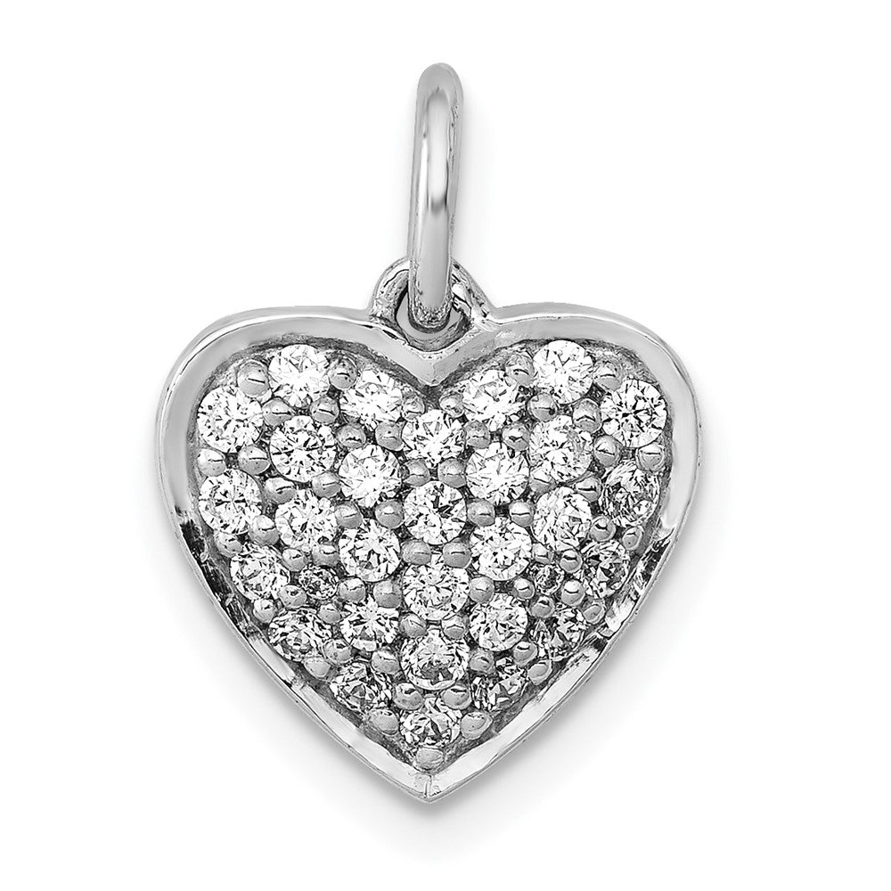14K Weißgold 0,375 ct. Echter Diamant Herz-Anhänger