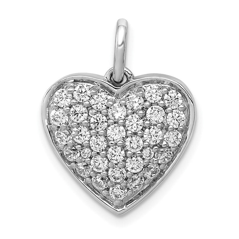 14K Weißgold 1 ct. Laborgezüchteter Diamant VS/SI+ G+ Cluster-Herzanhänger