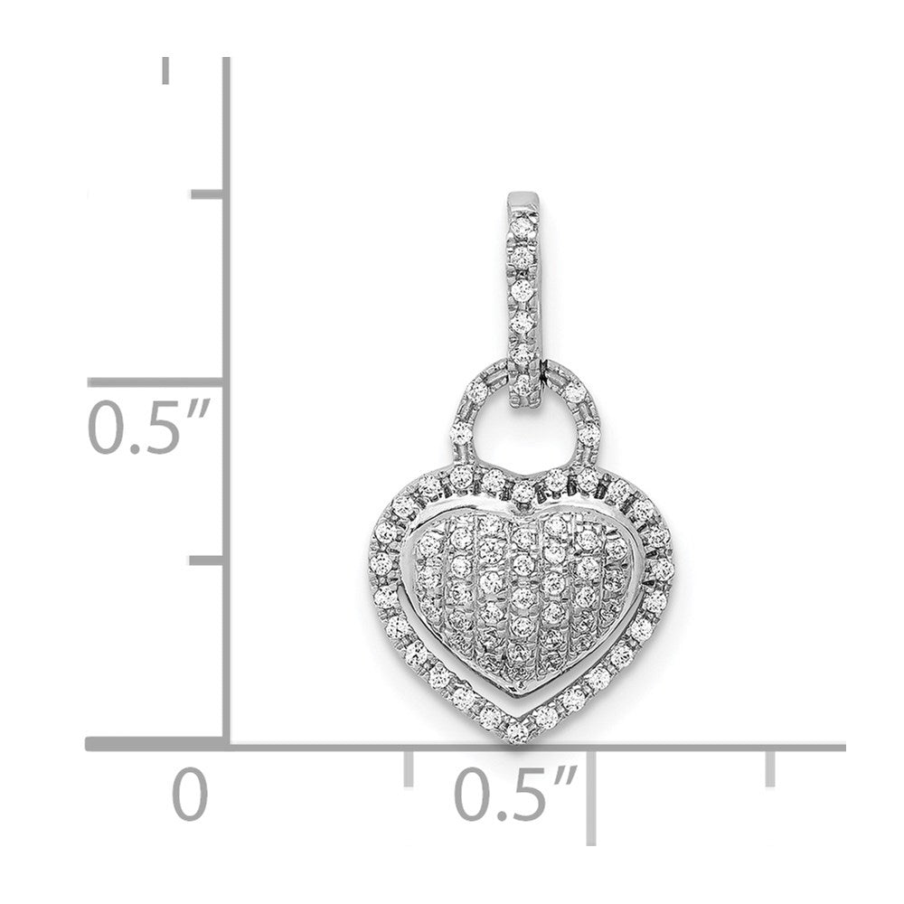 14K Weißgold 0,2 ct. Echter Diamant Fantasie-Herzanhänger