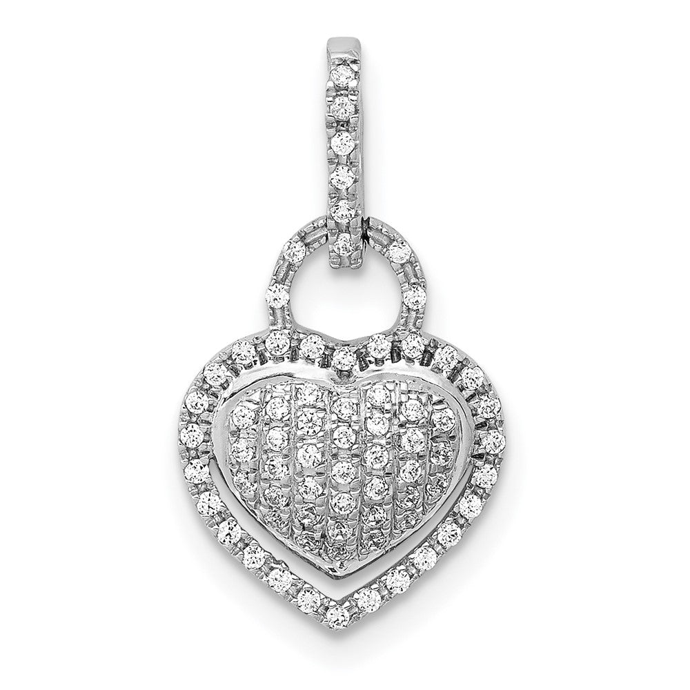14K Weißgold 0,2 ct. Echter Diamant Fantasie-Herzanhänger