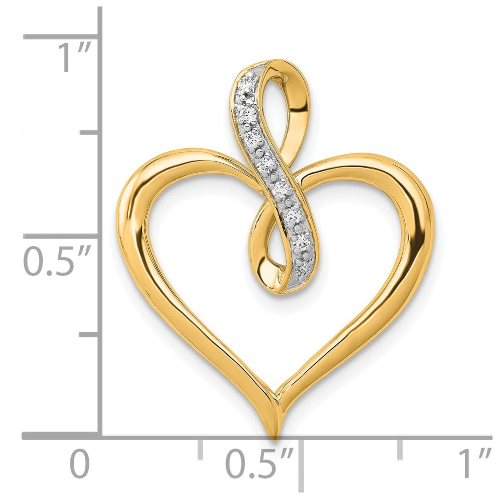 10K Gelbgold 10K 1/20ct. Diamant Herz und Unendlichkeit Anhänger