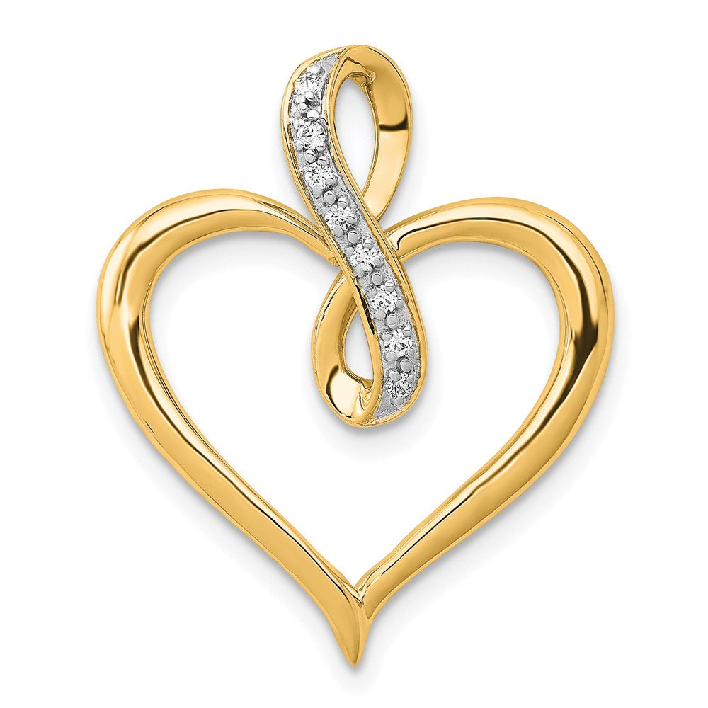 10K Gelbgold 10K 1/20ct. Diamant Herz und Unendlichkeit Anhänger