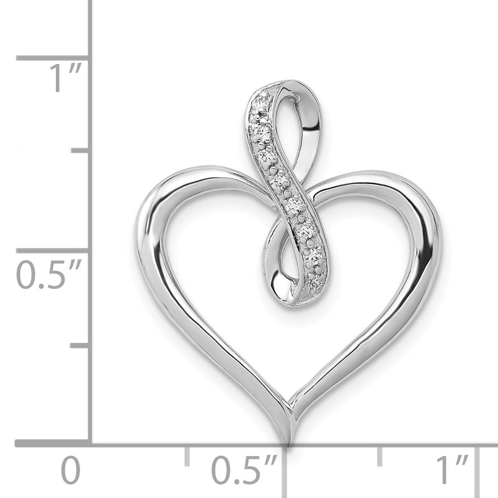 14K Weißgold Herz- und Unendlichkeits-Anhänger mit 0,05 ct. echtem Diamant