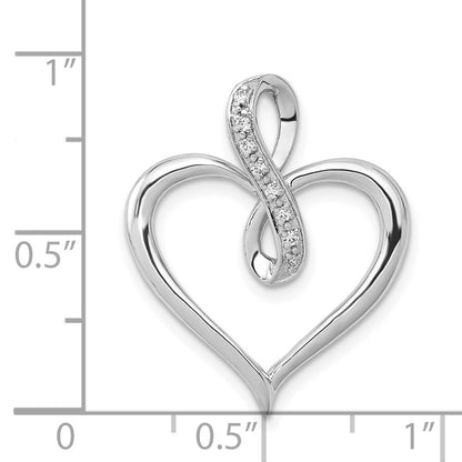 14K Weißgold Herz- und Unendlichkeits-Anhänger mit 0,05 ct. echtem Diamant
