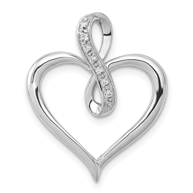 14K Weißgold Herz- und Unendlichkeits-Anhänger mit 0,05 ct. echtem Diamant