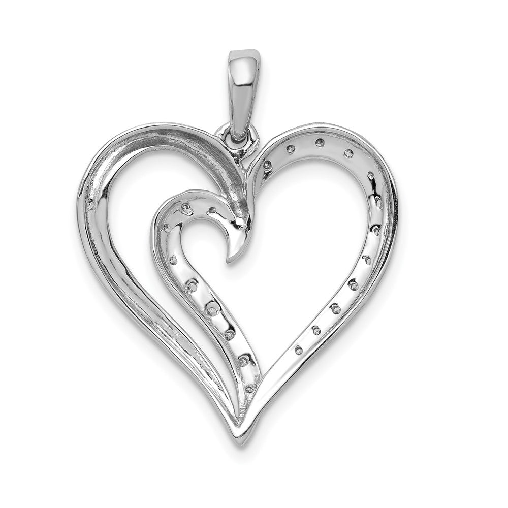 14K Weißgold Herzanhänger mit 0,1 ct. echten Diamanten