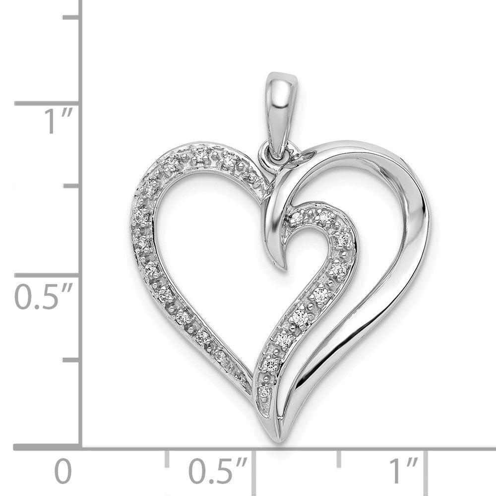 14K Weißgold Herzanhänger mit 0,1 ct. echten Diamanten