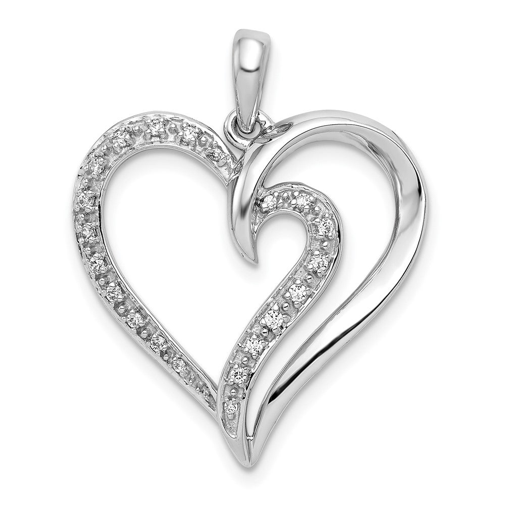 14K Weißgold Herzanhänger mit 0,1 ct. echten Diamanten