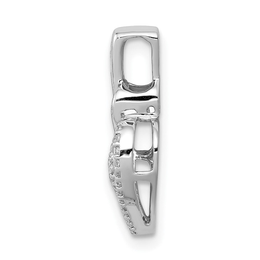 14K Weißgold 1/5ct. Echt Diamant Fantasie Doppelt Herz Kette Anhänger