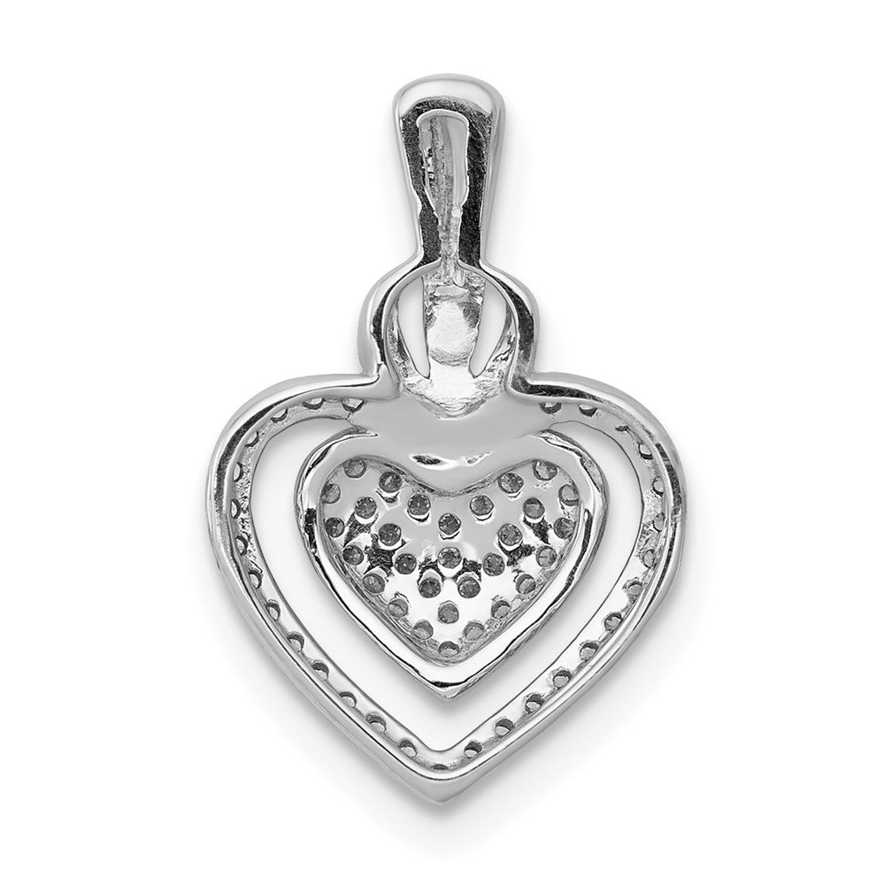 14K Weißgold 1/5ct. Echt Diamant Fantasie Doppelt Herz Kette Anhänger