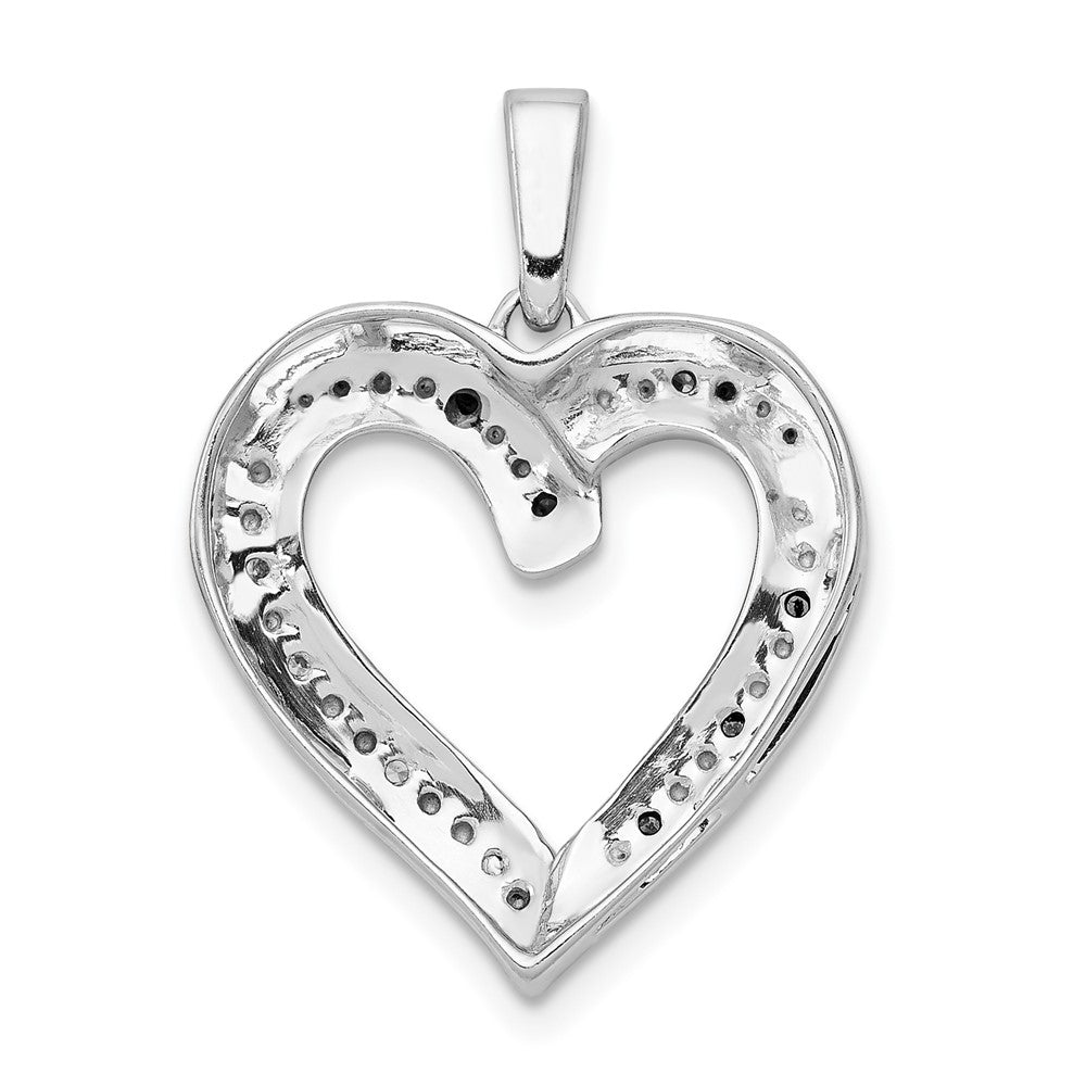 14K Weißgold Herzanhänger mit 0,05 ct. blauen und weißen echten Diamanten