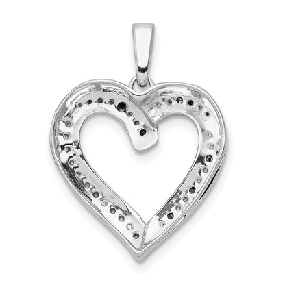 14K Weißgold Herzanhänger mit 0,05 ct. blauen und weißen echten Diamanten