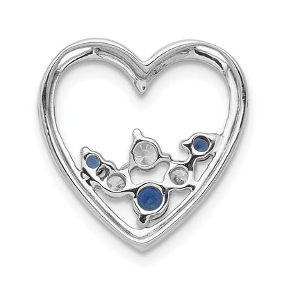 14K Weißgold 1/4ct. Blau und Weiß Echt Diamant Herz Kette Anhänger