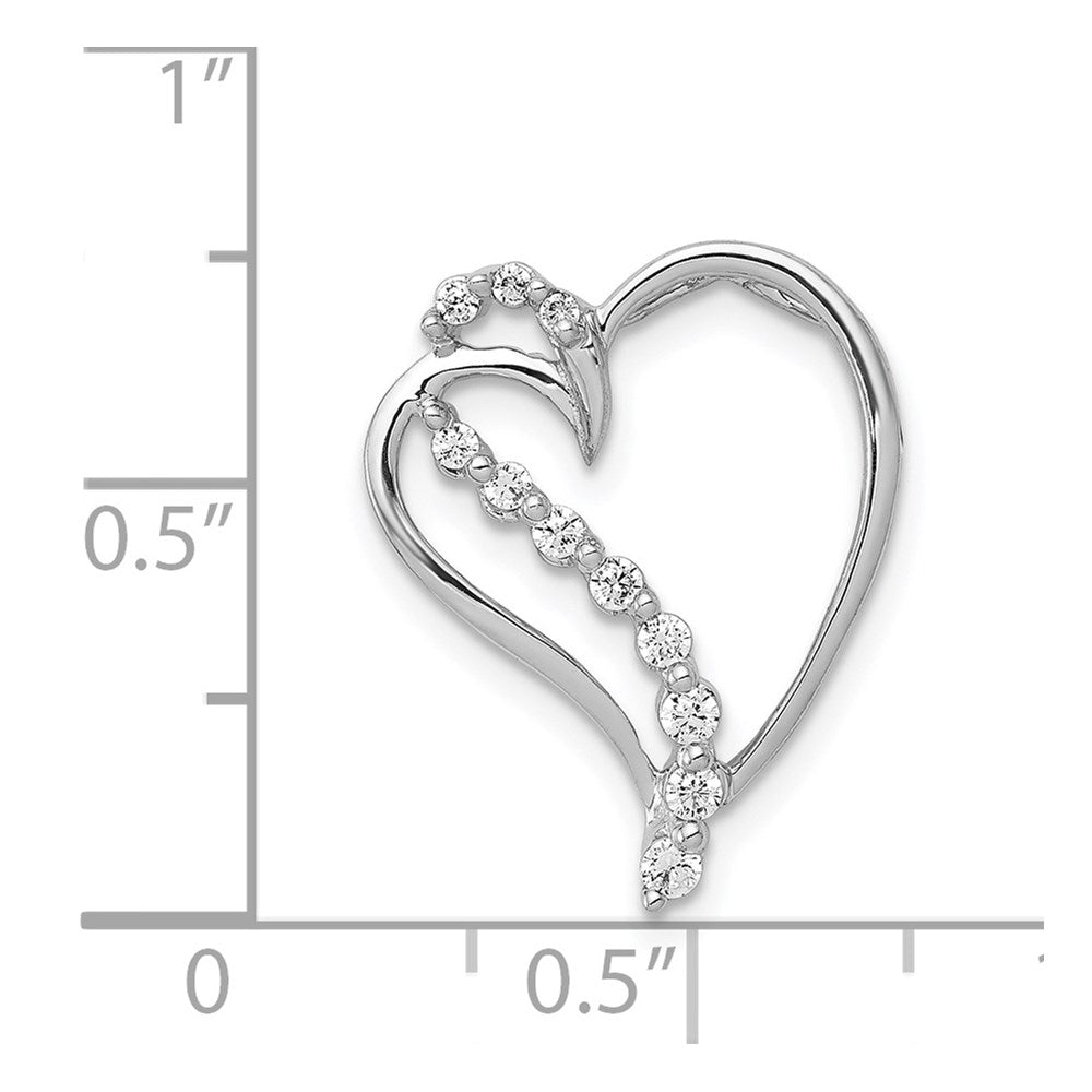 14K Weißgold 1/6ct. Echt Diamant Herz Kette Anhänger