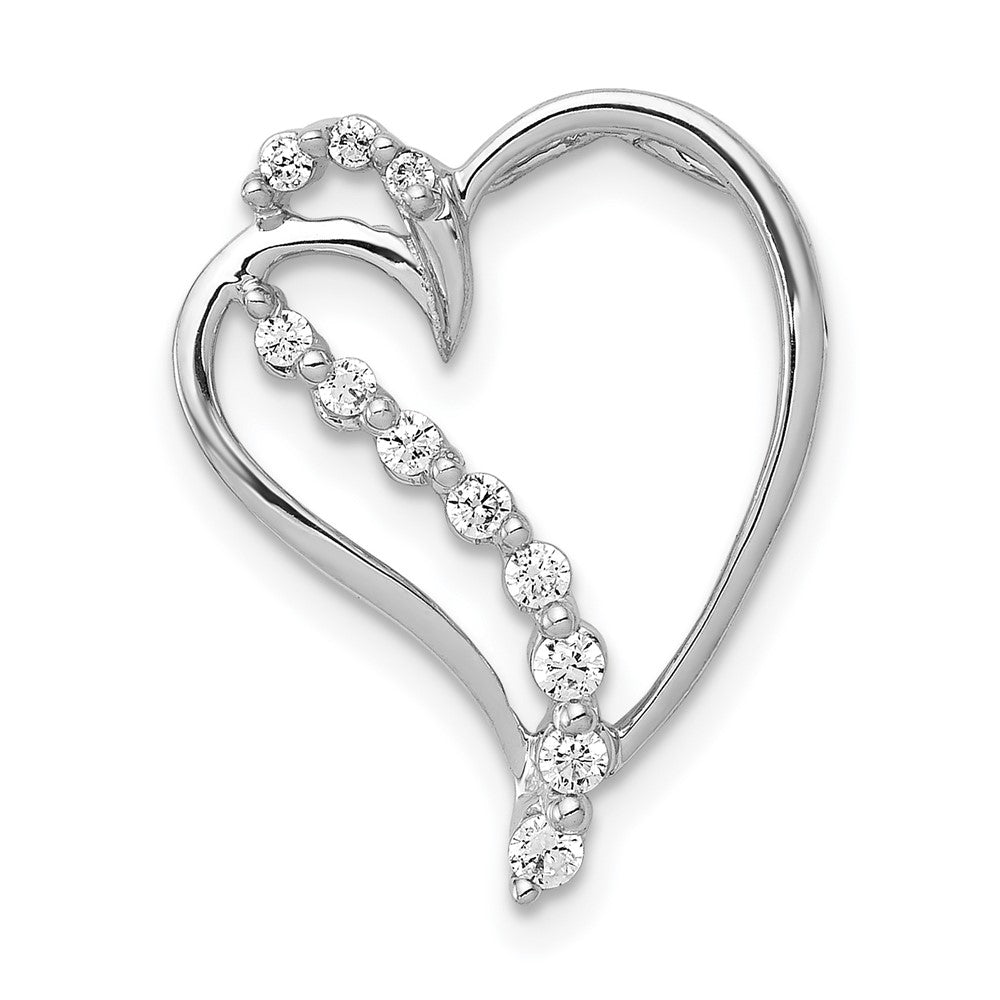 14K Weißgold 1/6ct. Echt Diamant Herz Kette Anhänger