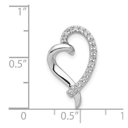 14K Weißgold 1/10ct. Echt Diamant Herz Kette Anhänger