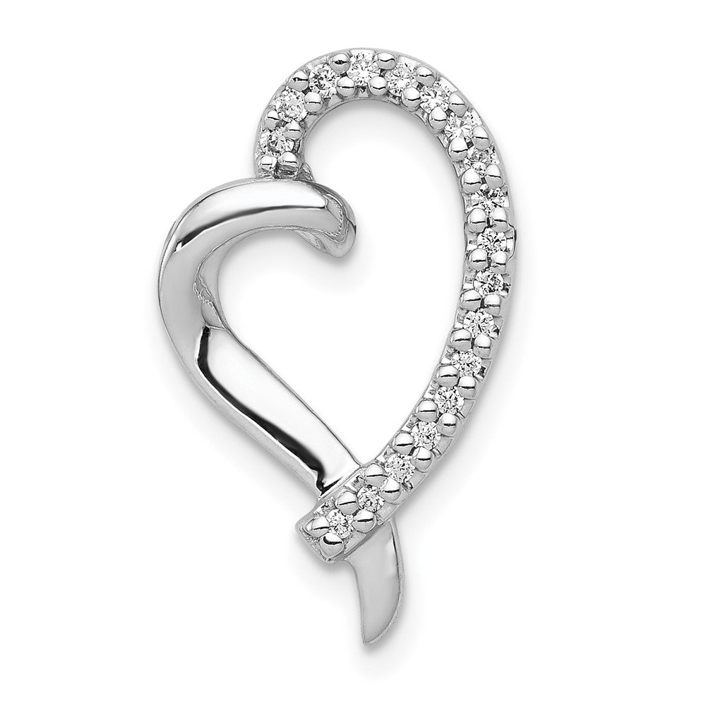 14K Weißgold 1/10ct. Echt Diamant Herz Kette Anhänger