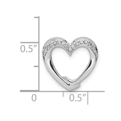 14K Weißgold 1/15ct. Echt Diamant Herz Kette Anhänger