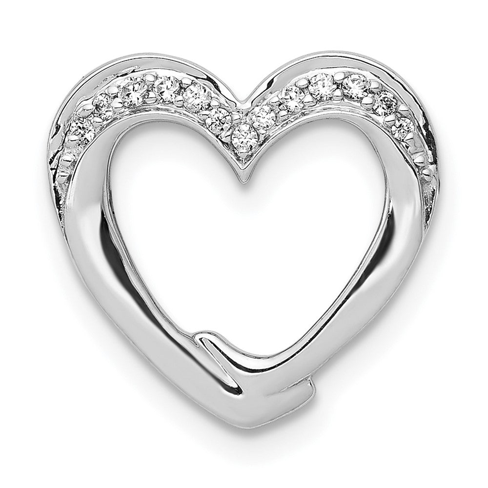 14K Weißgold 1/15ct. Echt Diamant Herz Kette Anhänger
