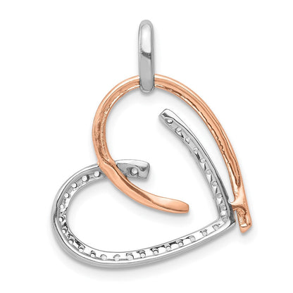 14 Karat Weiß- und Roségold Herz-Anhänger mit 0,25 ct. echten Diamanten