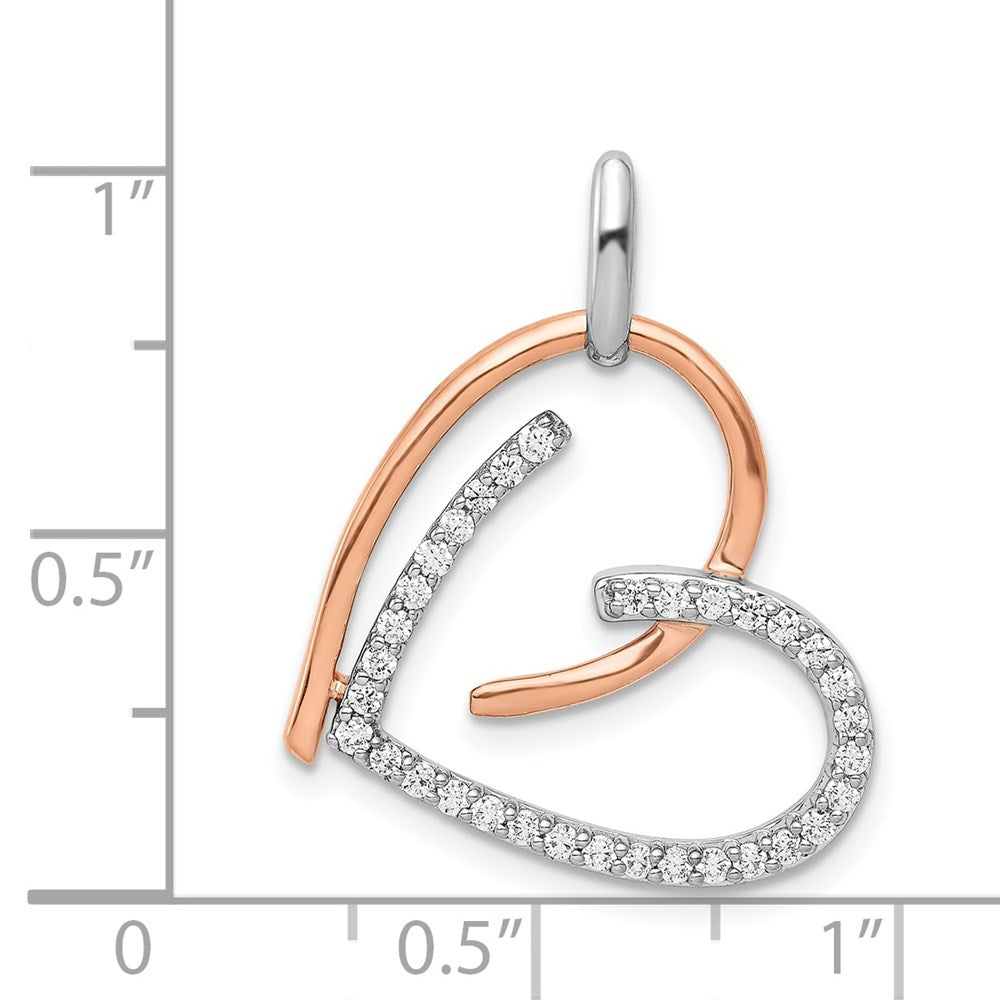 14 Karat Weiß- und Roségold Herz-Anhänger mit 0,25 ct. echten Diamanten