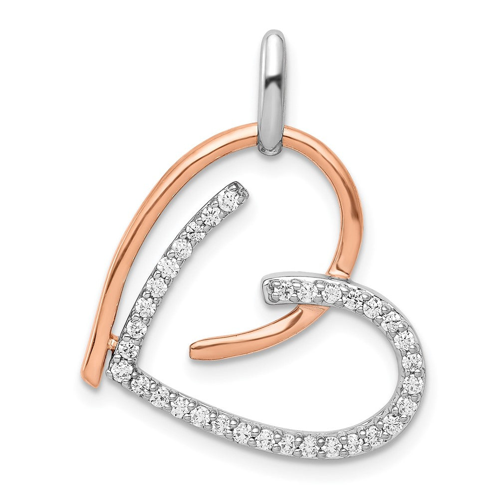 14 Karat Weiß- und Roségold Herz-Anhänger mit 0,25 ct. echten Diamanten